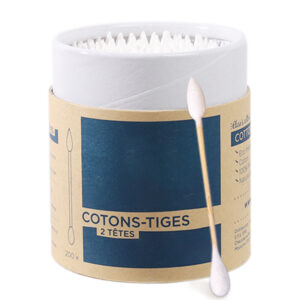 Paper Canister Packaging Bamboo Stick Pointed Tip Cotton Swabs 200 Count