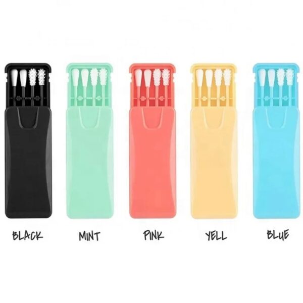 Custom 4pcs Silicone Washable Ear Buds Reusable Cotton Swabs for Ears Cleaning Makeup