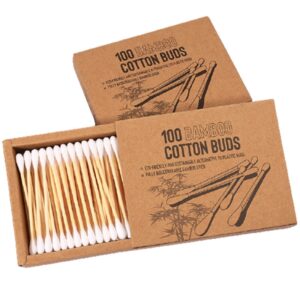 Biodegradable Bamboo Cotton Swabs 200 Count in Paper Drawer Box