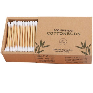 Biodegradable Bamboo Cotton Swabs 200 Count in Paper Drawer Box
