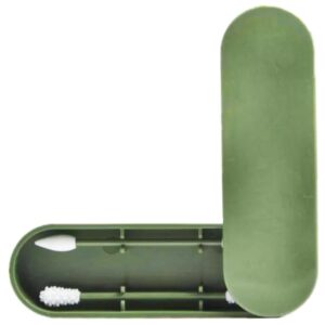 2pcs Silicone Washable Ear Buds Reusable Cotton Swabs for Ear Cleaning Makeup (Green)