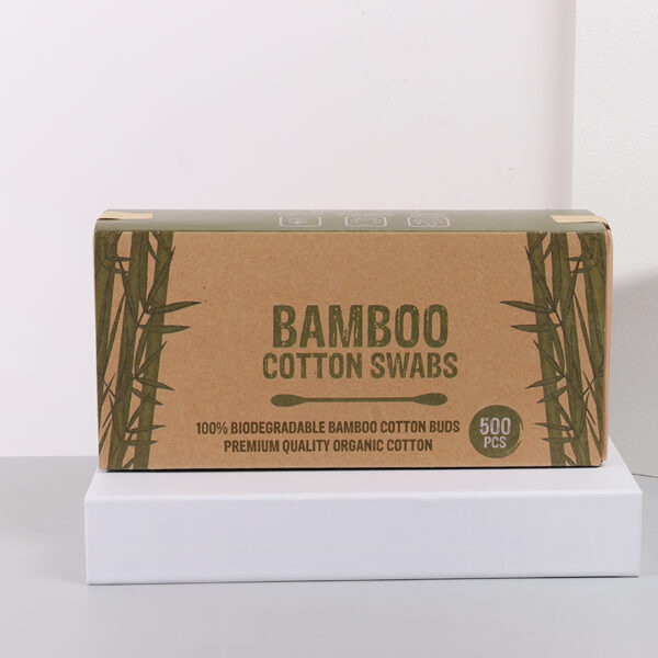 Biodegradable Bamboo Stick Cotton Swabs 500 Count in Paper Drawer Box - Image 4