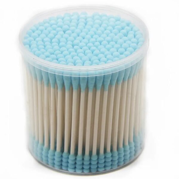Blue Spiral Tip Paper Stick Cotton Swabs 200 Count in Plastic Canister - Image 3