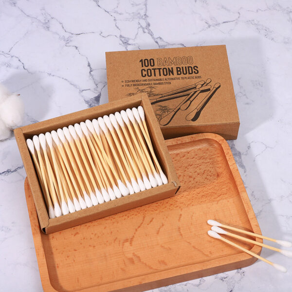 Biodegradable Bamboo Cotton Swabs 200 Count in Paper Drawer Box - Image 3