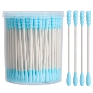 Blue Spiral Tip Paper Stick Cotton Swabs 200 Count in Plastic Canister