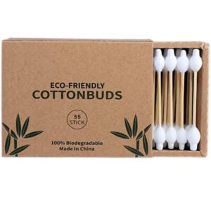 Safety Tip Cotton Swabs 55 Count in Paper Drawer Box (Bamboo/Paper Stick)