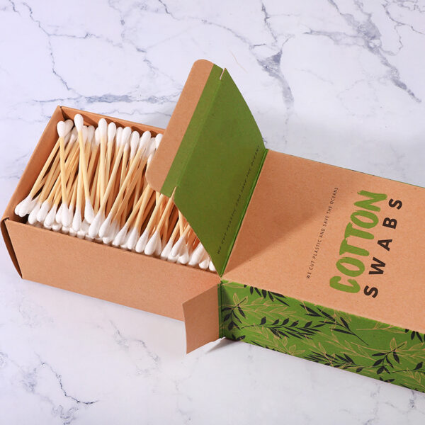 Biodegradable Bamboo Stick Cotton Swabs 500 Count in Paper Drawer Box - Image 5