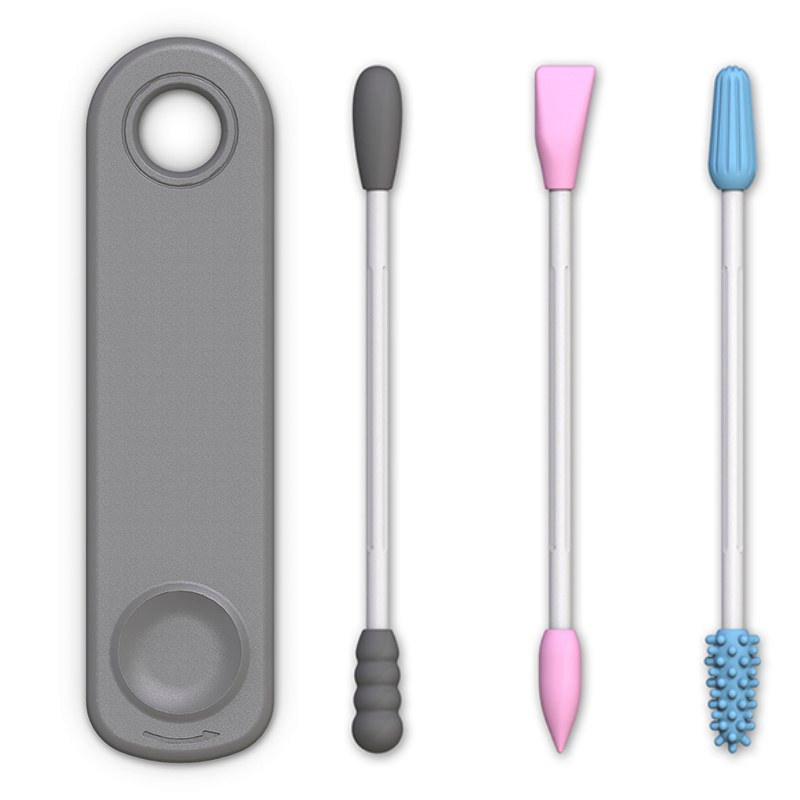 Custom Label 2pcs Silicone Reusable Cotton Swabs Washable Ear Buds - Image 2