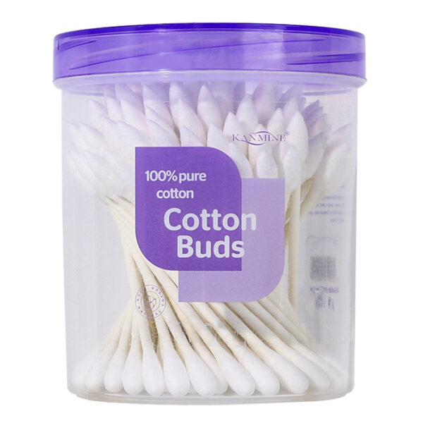 Paper Stick Pointed/Round Tip Cotton Swabs 100 Count in Purple Lid Plastic Canister - Image 5