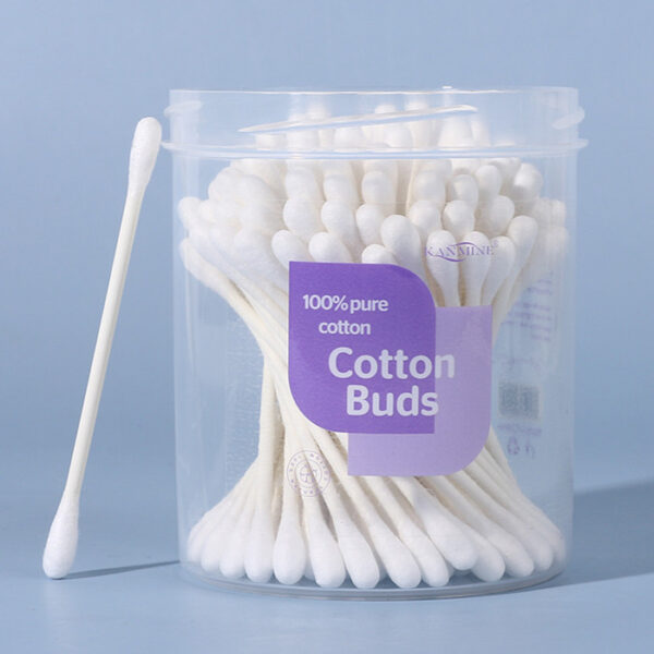 Paper Stick Pointed/Round Tip Cotton Swabs 100 Count in Purple Lid Plastic Canister - Image 11