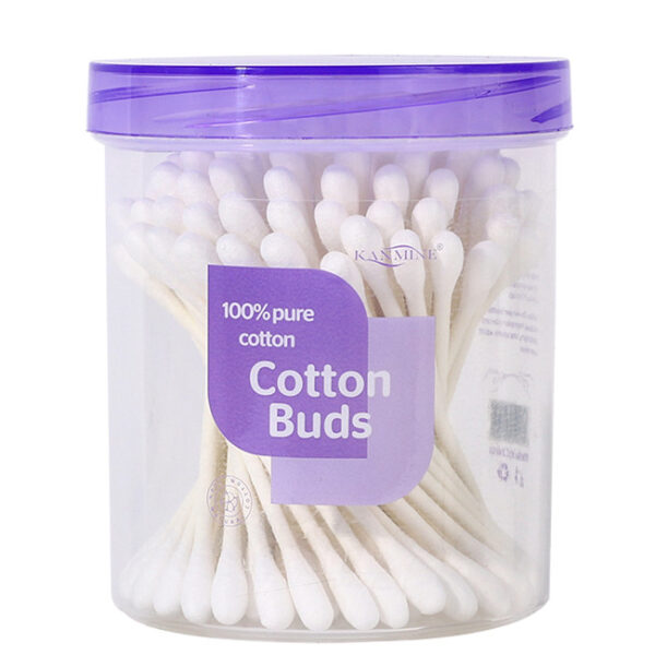 Paper Stick Pointed/Round Tip Cotton Swabs 100 Count in Purple Lid Plastic Canister - Image 7