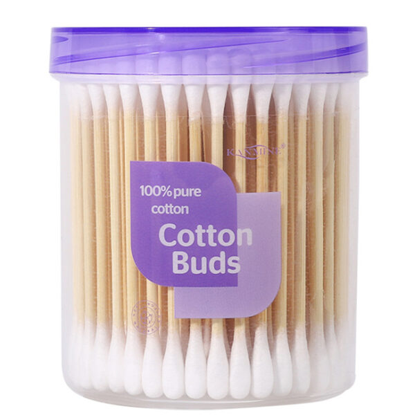 Pointed/Round Tip Bamboo Cotton Swabs 150 Count in Purple Lid Plastic Canister - Image 10