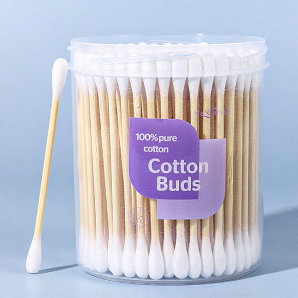 Pointed/Round Tip Bamboo Cotton Swabs 150 Count in Purple Lid Plastic Canister - Image 8
