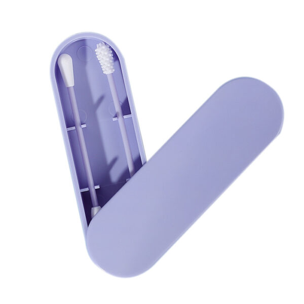 2pcs Silicone Washable Ear Buds Reusable Cotton Swabs for Ear Cleaning Makeup (Purple) - Image 7