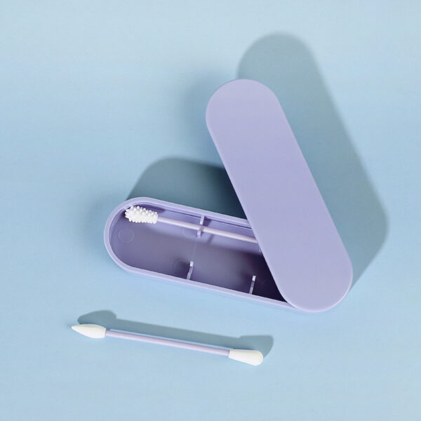 2pcs Silicone Washable Ear Buds Reusable Cotton Swabs for Ear Cleaning Makeup (Purple) - Image 3