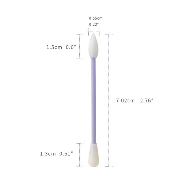2pcs Silicone Washable Ear Buds Reusable Cotton Swabs for Ear Cleaning Makeup (Purple) - Image 8