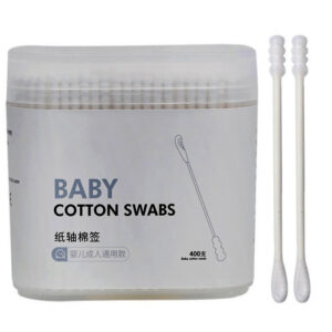 Paper Stick Spiral + Ear Spoon Tip Baby Cotton Swabs 200/400 Count in Plastic Box