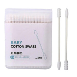 Paper Stick Spiral+Pointed Tip Baby Cotton Swabs 200/400 Count in Plastic Box