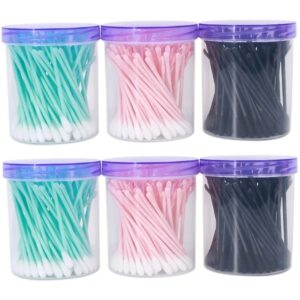 Colorful Plastic Stick Cotton Swabs with Plastic Ear Spoon 100 Count