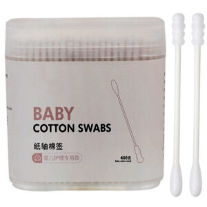 Paper Stick Spiral+Round Tip Baby Cotton Swabs 200/400 Count in Plastic Box