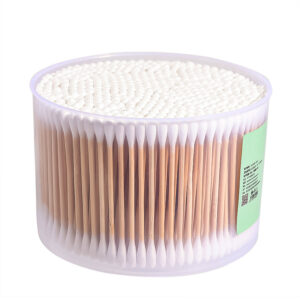 Custom Label Bamboo Stick Cotton Swabs 500 Count in Plastic Box