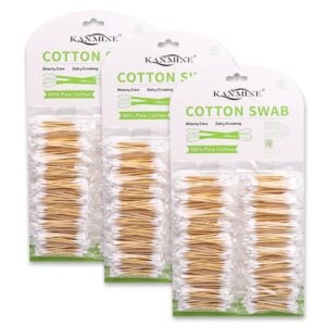 Custom Bamboo Cotton Swabs in Small Packs Attached to Cardboard(20 pcs/pack, 20 packs)