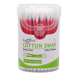 Red Paper Stick Cotton Swabs 100 Count in Plastic Canister