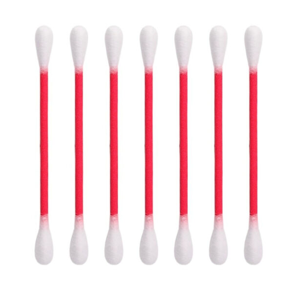 Red Paper Stick Cotton Swabs 100 Count in Plastic Canister - Image 4