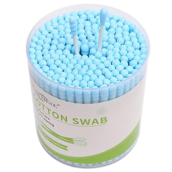 Blue Spiral Tip Paper Stick Cotton Swabs 200 Count in Plastic Canister - Image 6