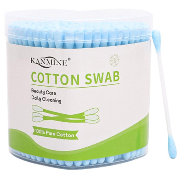 Paper Stick Colorful Tip Cotton Swabs 100/200 Count in Heart-shaped Plastic Box (Pink/Green/Blue Tips) - Image 5