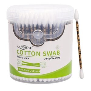 Leopard Print Paper Stick Cotton Swabs 200 Count in Plastic Canister
