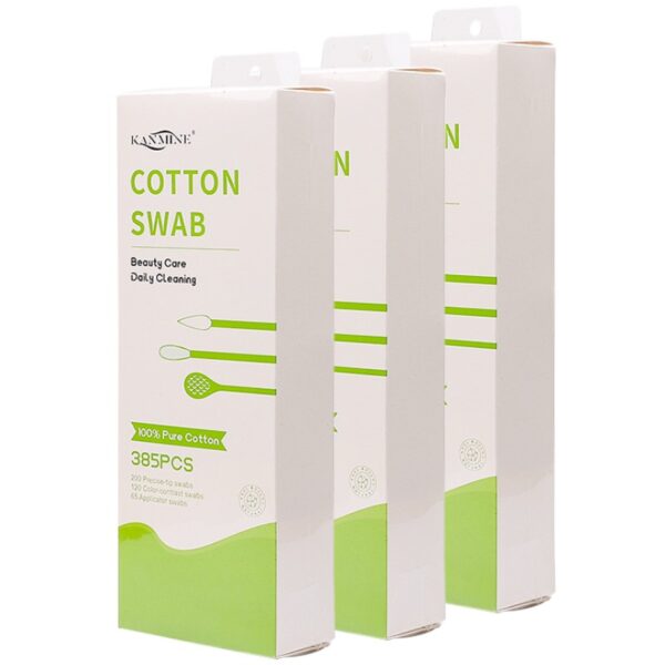 3 Color Plastic Stick Multi-Tip Cometic Cotton Swabs 385 Count in Tear-open Paper Box - Image 4