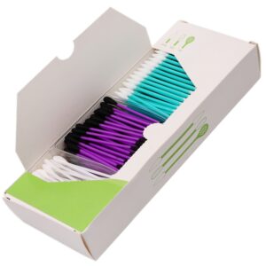 3 Color Plastic Stick Multi-Tip Cometic Cotton Swabs 385 Count in Tear-open Paper Box