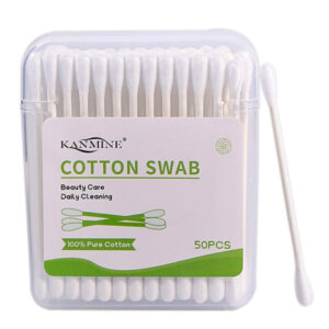Paper Stick Cotton Swabs 50 Count in Custom Plastic Box