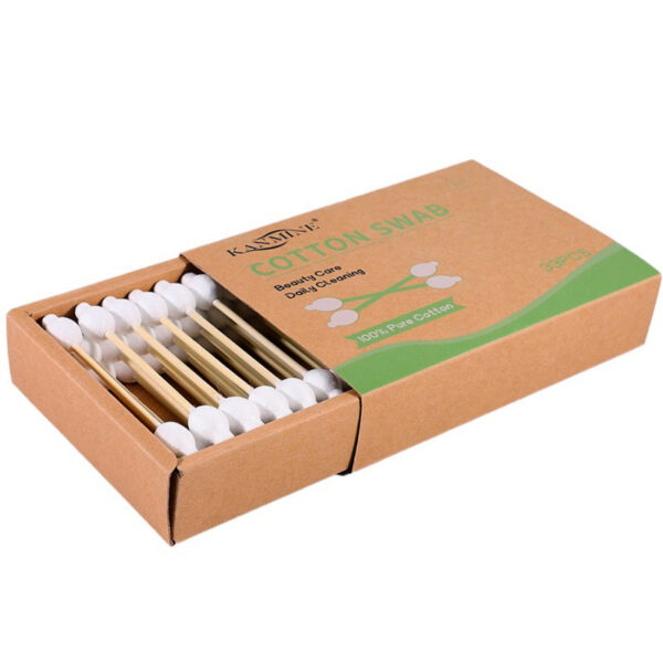 Safety Tip Bamboo Cotton Swabs 33 Count in Paper Drawer Box - Image 4