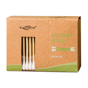 Transparent Window + Side Tear-Open Paper Box Bamboo Cotton Swabs (300 Count)