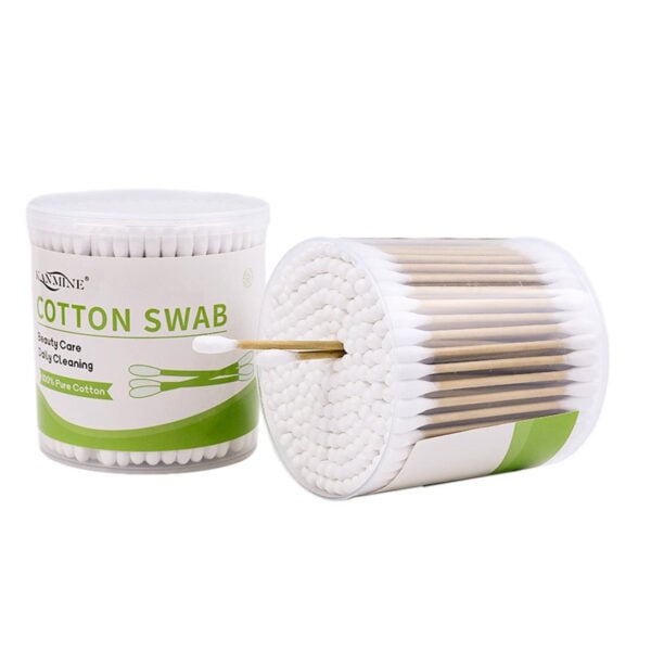 Plastic Canister Packaging 200 Count Brown Paper Stick Cotton Swabs