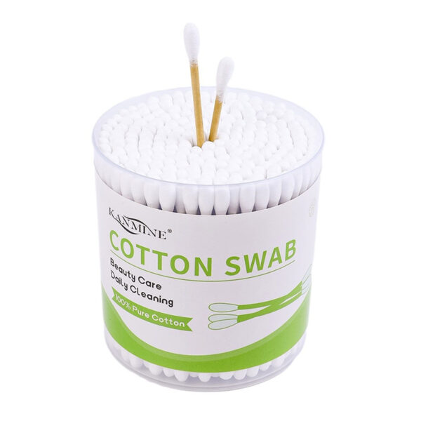 Plastic Canister Packaging 200 Count Brown Paper Stick Cotton Swabs - Image 3