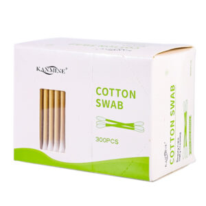 Transparent Window + Side Tear-Open Paper Box Bamboo Cotton Swabs (300 Count)