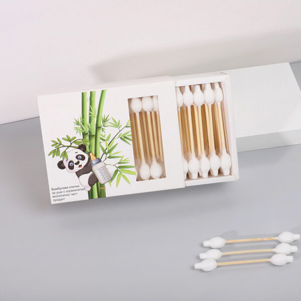 Biodegradable Paper Box Safety Tip Bamboo Cotton Swabs (55 Count) - Image 4