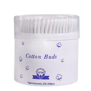 Custom Paper Canister with Clear Lid 250 Count Plastic Stick Cotton Swabs