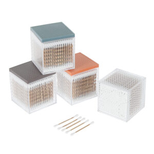 Plastic Box Packaging Carbonized Bamboo Stick Cotton Swabs 300 Count