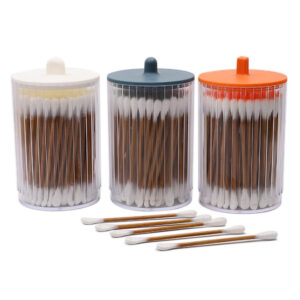 Ear Spoon Tip Carbonized Bamboo Stick Cotton Swabs 100 Count in Plastic Canister