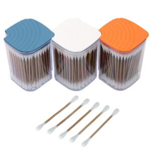 Plastic Box Packaging Carbonized Bamboo Stick Cotton Swabs 200 Count