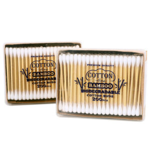 Clear Lid Paper Box Packaging 200 Count Bamboo Stick Cotton Swabs