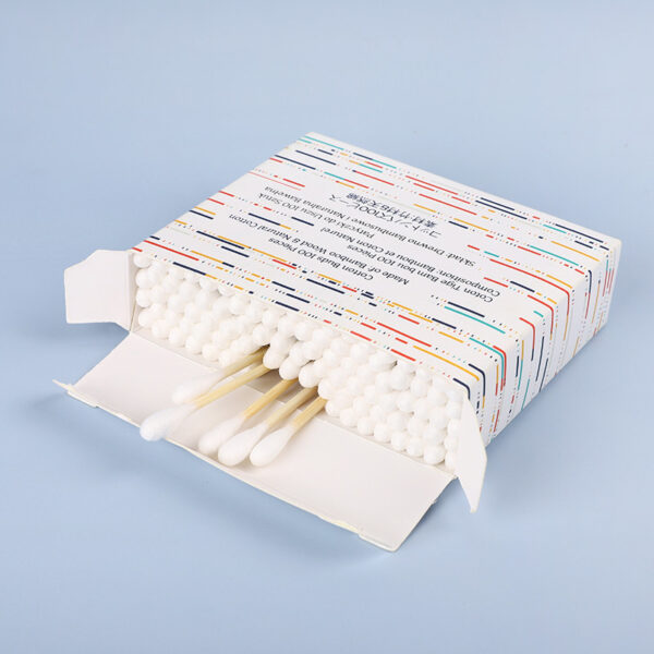 Biodegradable Paper Box Bamboo Cotton Swabs 100/200 Count - Image 2
