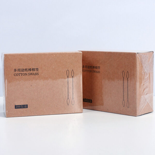 Transparent Film Sealed Paper Box Packaging Bamboo Cotton Swabs 200 Count - Image 5