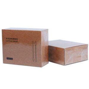 Transparent Film Sealed Paper Box Packaging Bamboo Cotton Swabs 200 Count