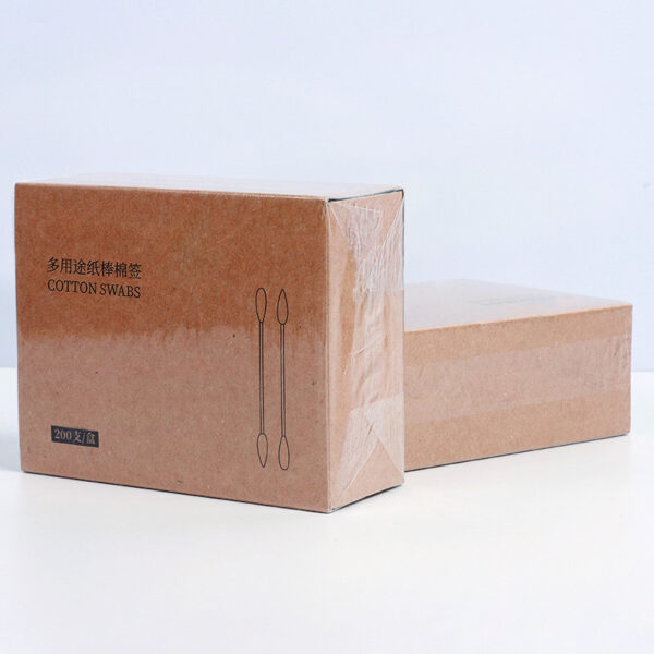 Transparent Film Sealed Paper Box Packaging Bamboo Cotton Swabs 200 Count - Image 4