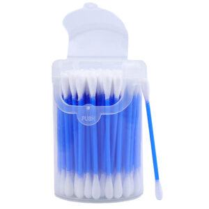 Colorful Plastic Stick Cotton Swabs 100 Count in Plastick Canister